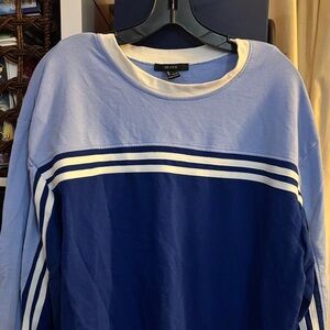 Forever 21 Two-Tone Blue Sweatshirt with White Stripes